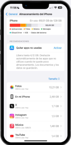 Almacenamiento Iphone