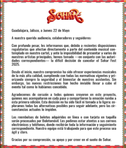 Comunicado de Sohar Fest