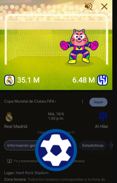 Minijuego de Google Mundial de Clubes 2025