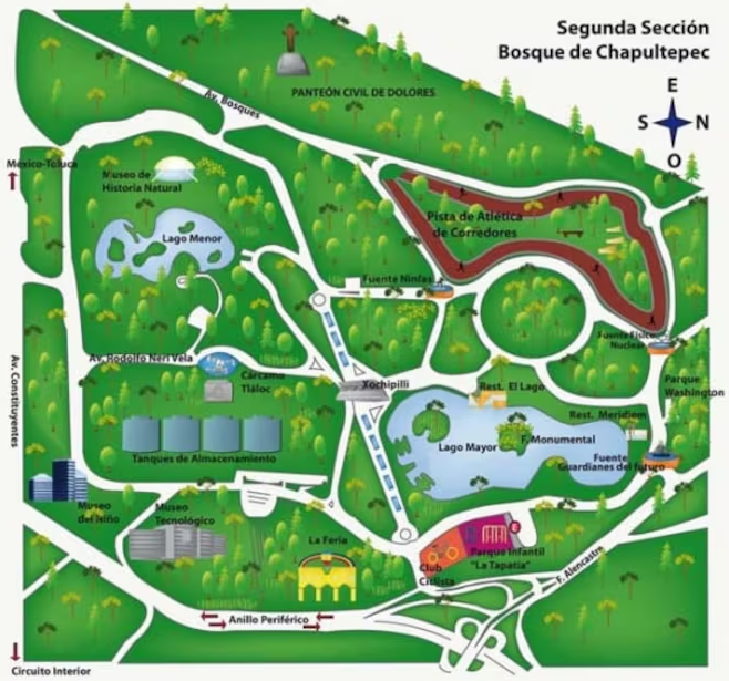 mapa segunda sección bosque de Chapultepec
