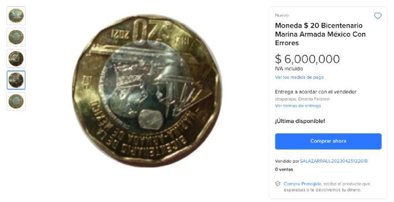 Información sobre Moneda de 20 pesos se oferta en 6 millones