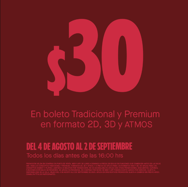 Cinemex 30 pesos