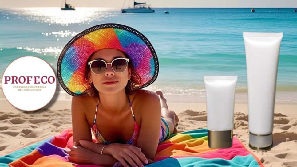 Una persona aplicando uno de los mejores bloqueadores solares recomendados por Profeco en la playa.
