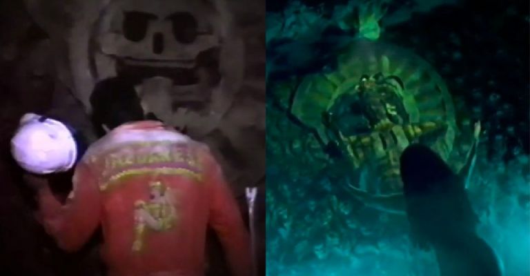 Una representación del dios Mictlantecuhtli, la deidad que aparece en la película de terror 'V:H:S 85' tras el terremoto de México.