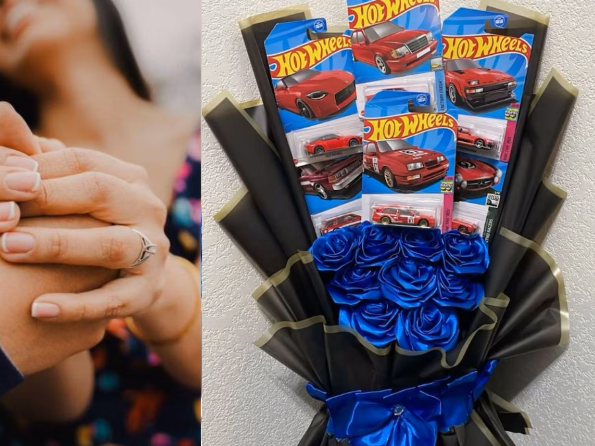 Ramo de Hot Wheels creativamente decorado, simbolizando el Día de regalar Hot Wheels.