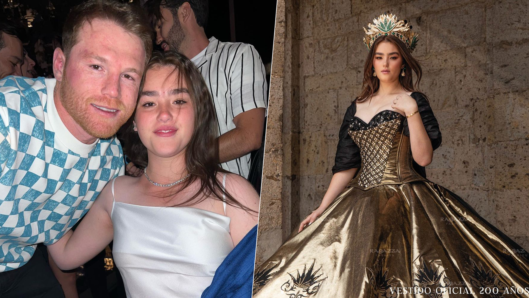 Saúl 'Canelo' Álvarez con su hija Emily Cinnamon, reflejando la unión familiar del boxeador.