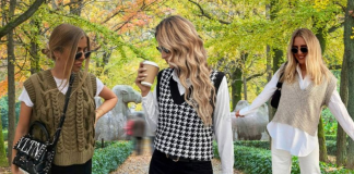 outfit con chaleco tejido