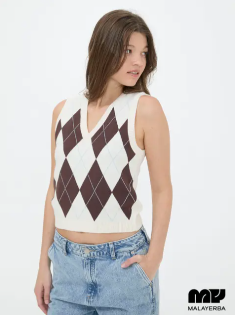 Chaleco tejido de rombos