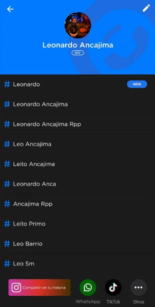 "Mis etiquetas" (My Tags)