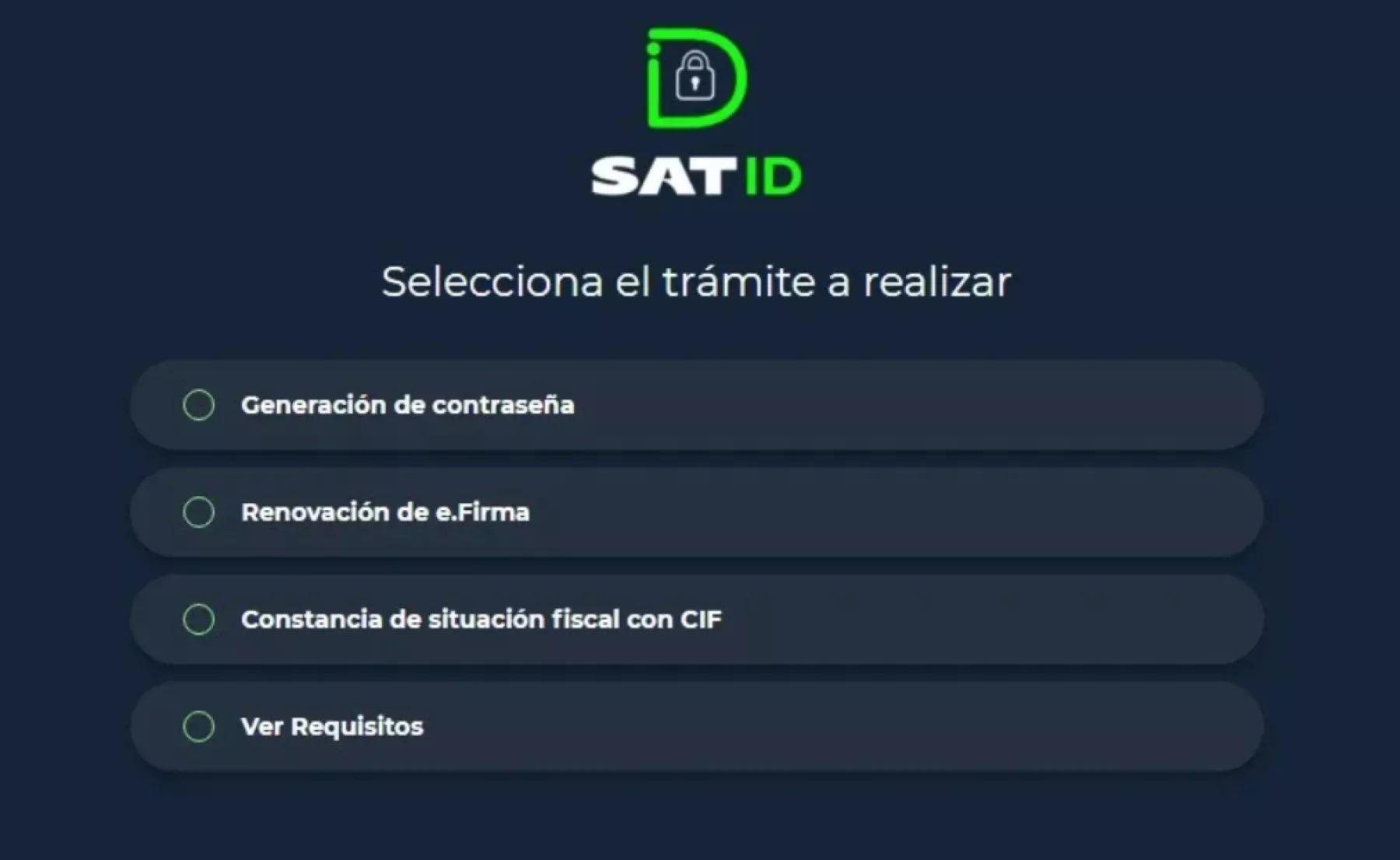 Página de inicio del portal del SAT, donde se inicia el proceso para recuperar la contraseña.