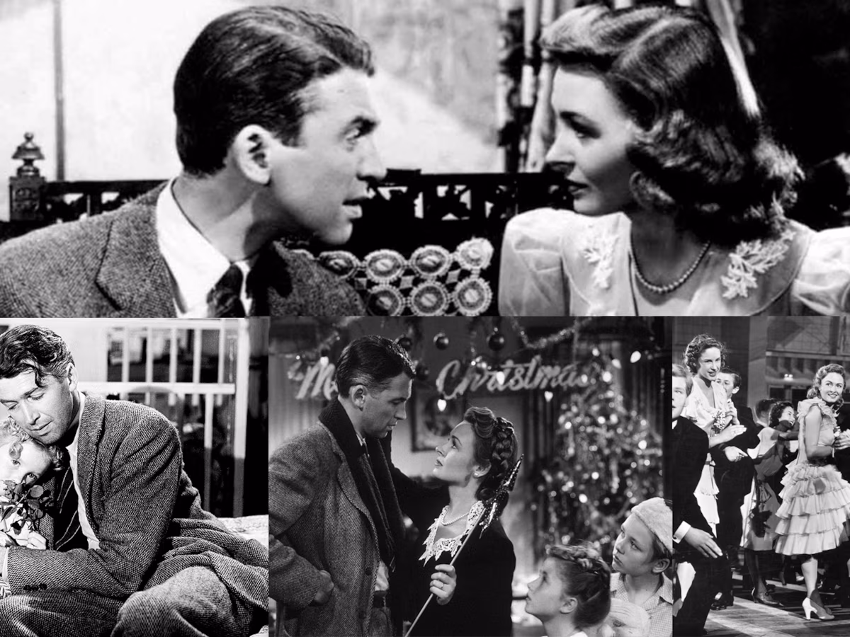 Iconos de películas clásicas navideñas como 'Qué bello es vivir' y 'Love Actually'.