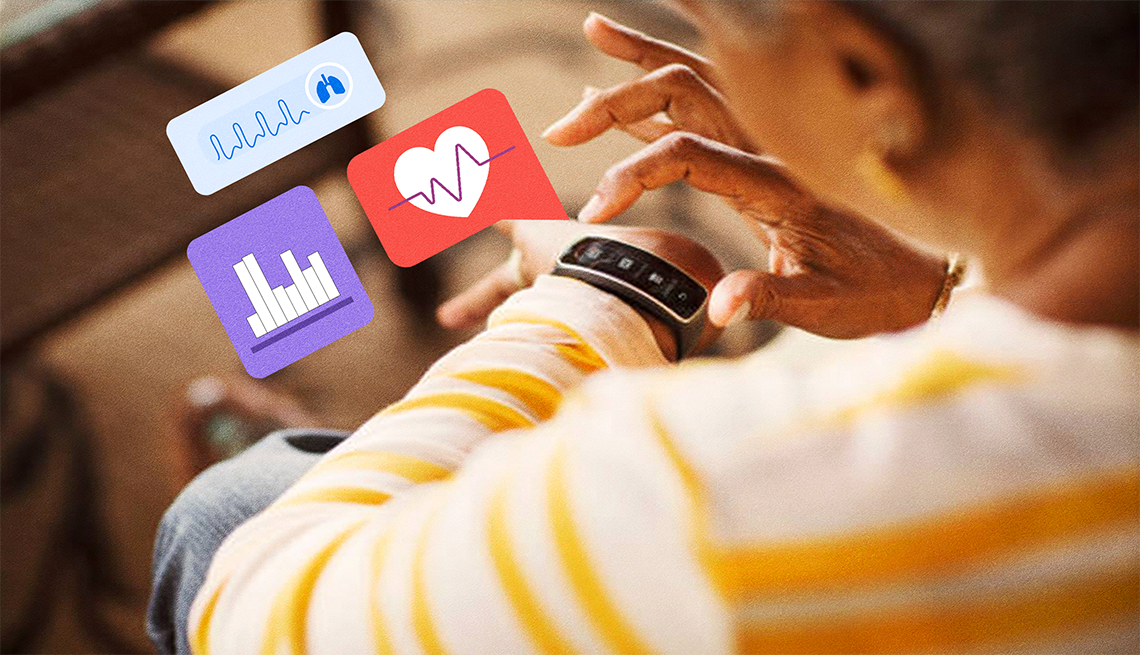 Reloj inteligente monitorizando la salud, un gadget tecnológico como regalo de Navidad.