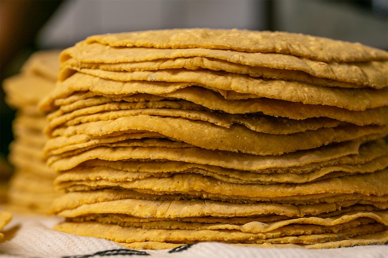 Tortillas de maíz con un tono diferente, debido a la adición de cocolmeca, indicando su uso en la alimentación.