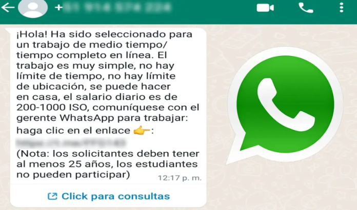 Cómo evitar caer en una estafa en WhatsApp de oferta de empleo