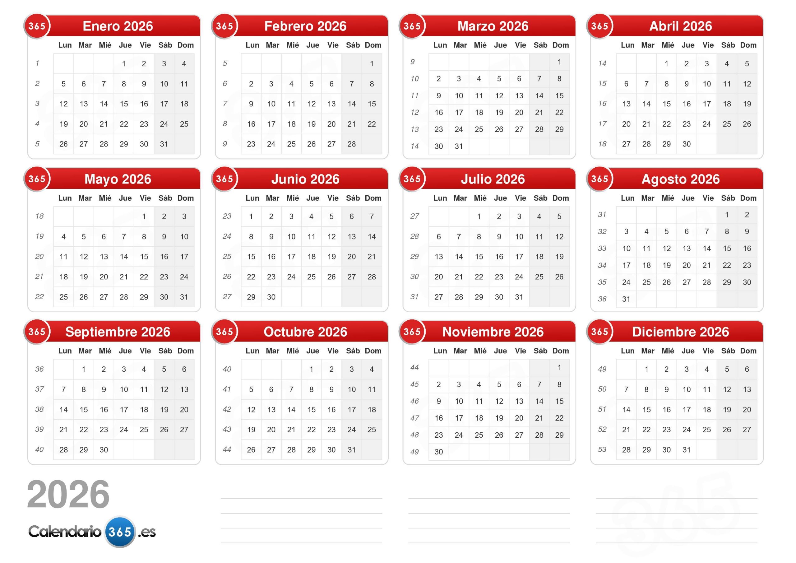 Calendario 2026 (Version 2.0)