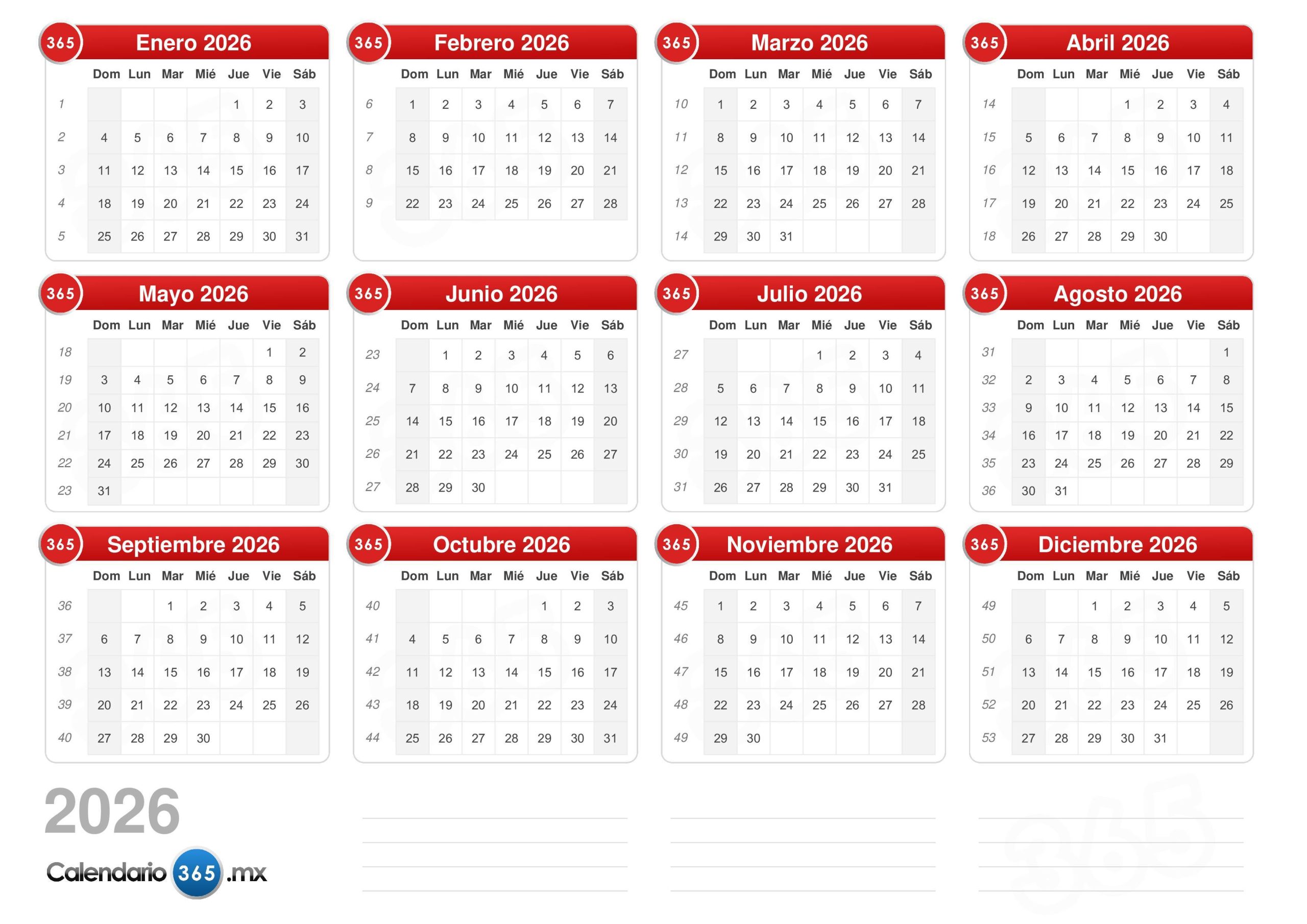 Calendario 2026 (Version 2.0)