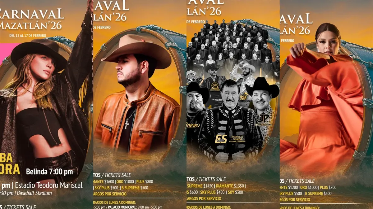 Boletos para los eventos de coronación del Carnaval de Mazatlán 2026 con precios destacados.