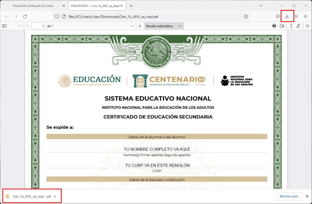 Certificado de primaria o secundaria con el logo de la SEP, simbolizando el duplicado de certificado de primaria o secundaria.