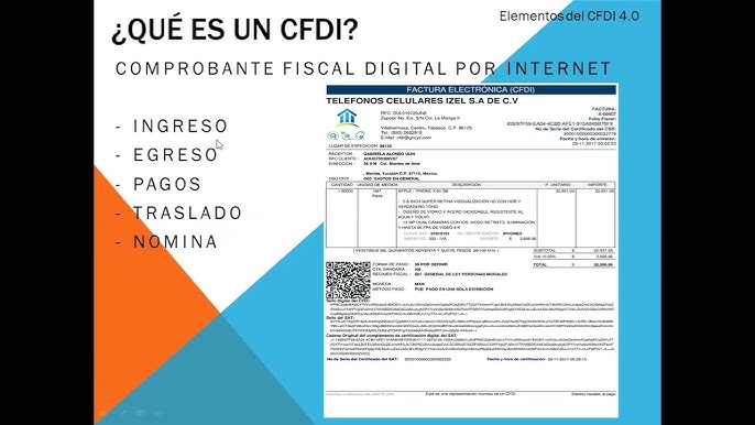 Comprobante Fiscal Digital por Internet (CFDI) 4.0 en una pantalla, mostrando los detalles de una factura freelance.