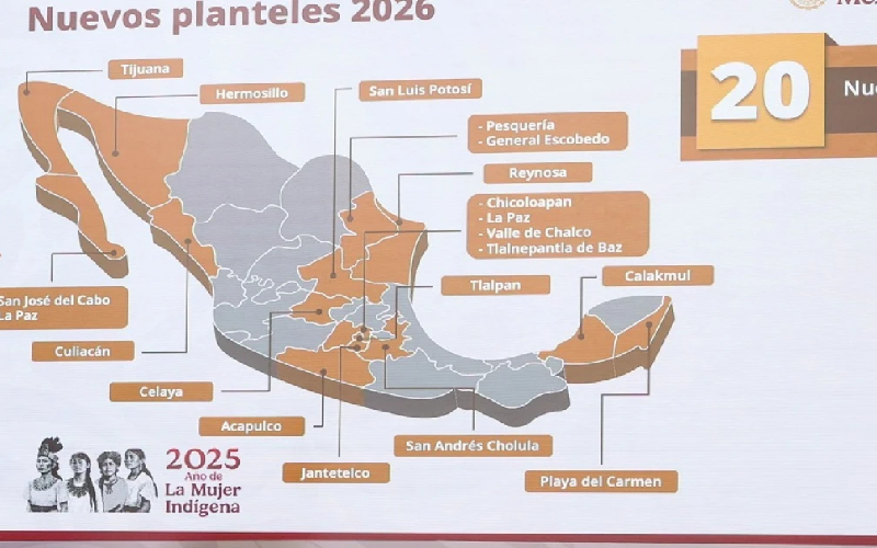 Mapa de México destacando diferentes estados con sus respectivos procesos de preinscripciones SEP 2026-2027.