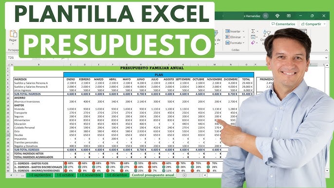 Persona organizando sus finanzas y aprendiendo cómo hacer un presupuesto personal en Excel.