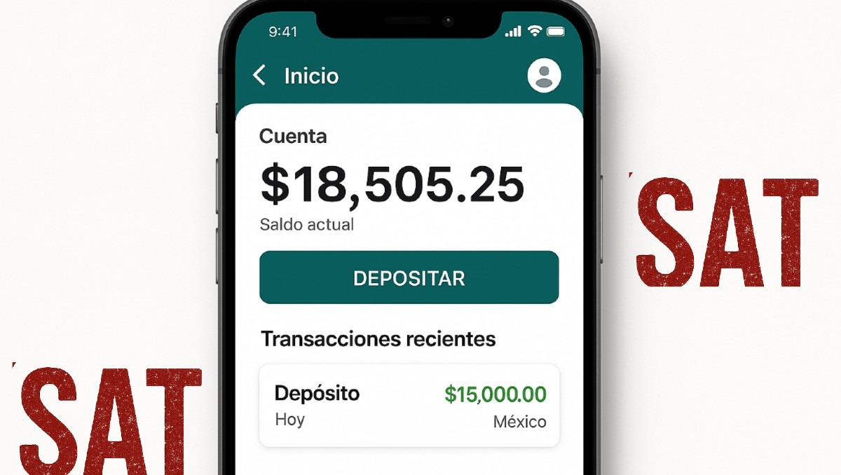 Una notificación de depósito bancario en un celular, simbolizando el éxito en la devolución de saldo a favor del SAT.