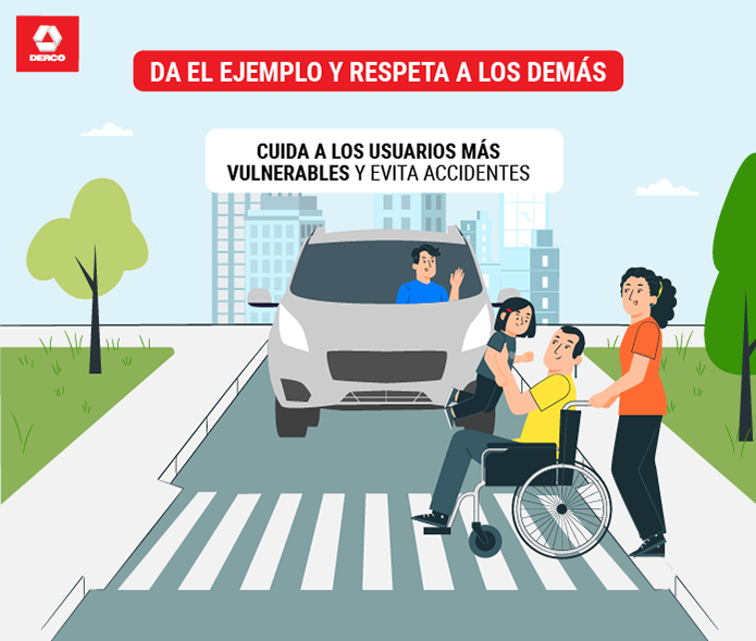 Ilustración de la seguridad vial en la CDMX con coches y peatones, enfatizando la importancia de respetar las normas de tránsito.