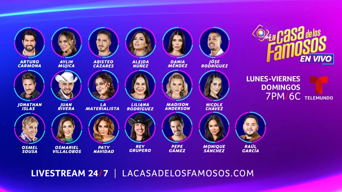 Integrantes oficiales de La Casa de los Famosos México 3 reunidos en el foro principal.