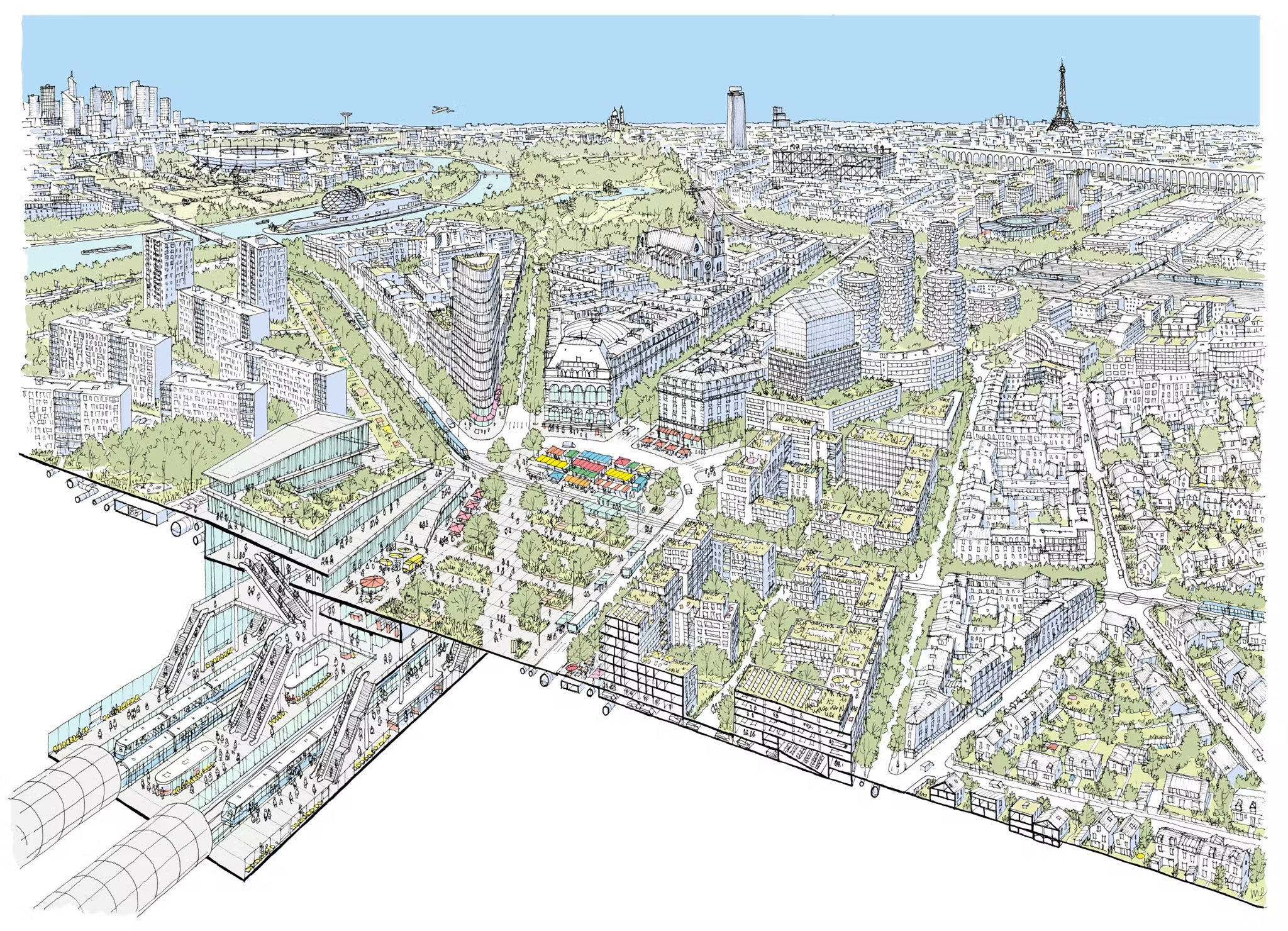 Mapa del proyecto Grand Paris Express, ilustrando la mejora de infraestructura y conectividad que atrae a inversores.