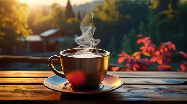 Una taza de café caliente en una mesa de la terraza del Café de Flore, reflejando el costo de la bebida y la experiencia.