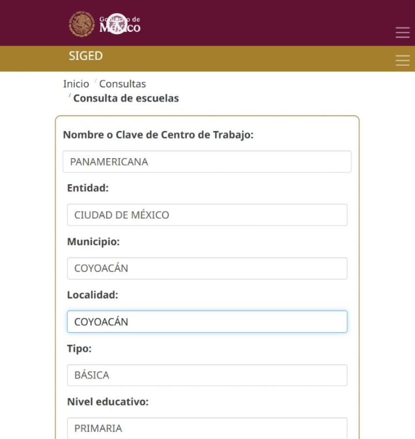 Navega a la Sección de "Escuelas"