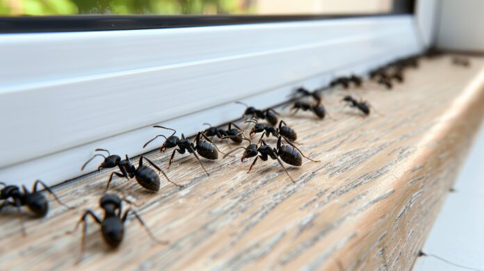 Observing ants on windowsill fascinating display of organized behavior during home invasion