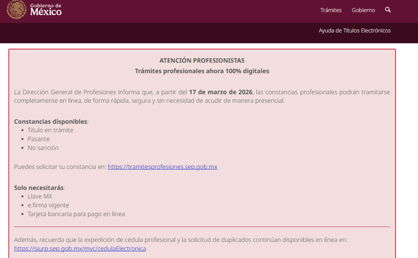 Trámites que ya Puedes Hacer 100% en Línea para profesionistas