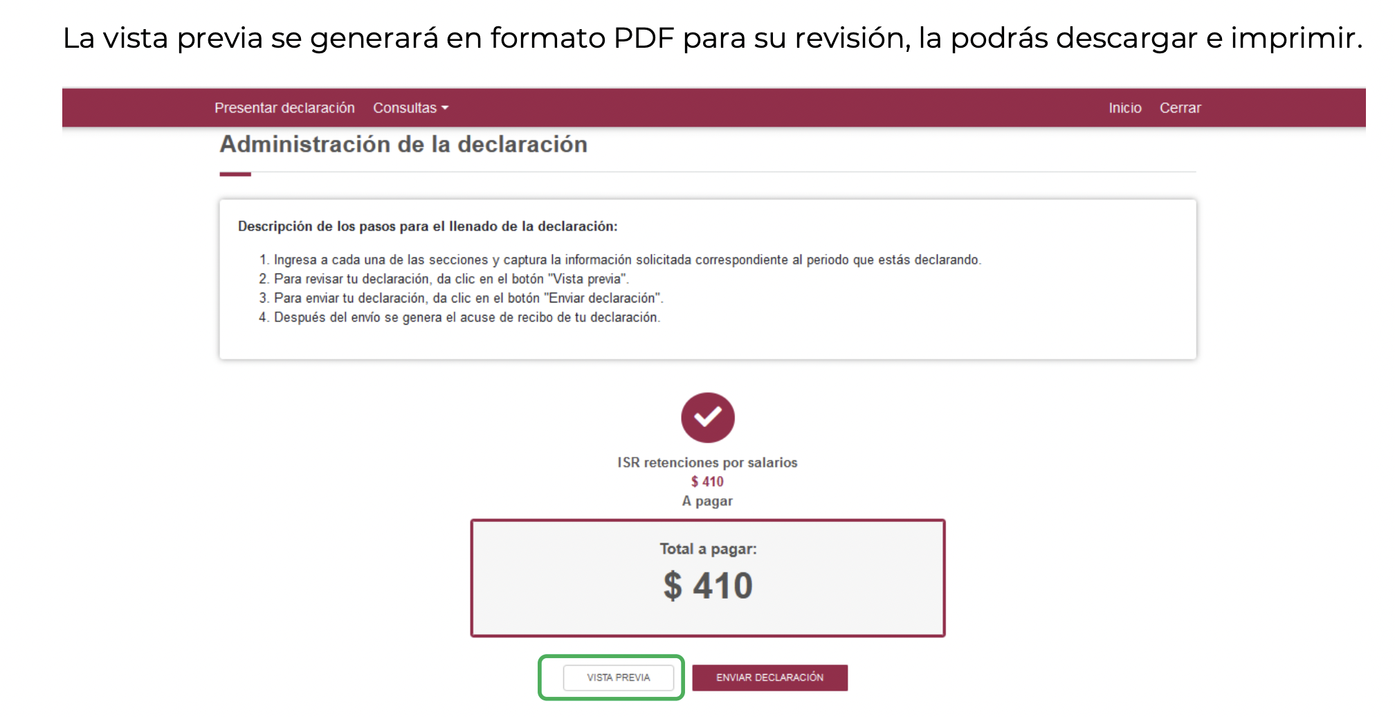 Pantalla del SAT mostrando ingresos precargados del contribuyente con desglose de salarios retenciones de ISR y subsidio al empleo