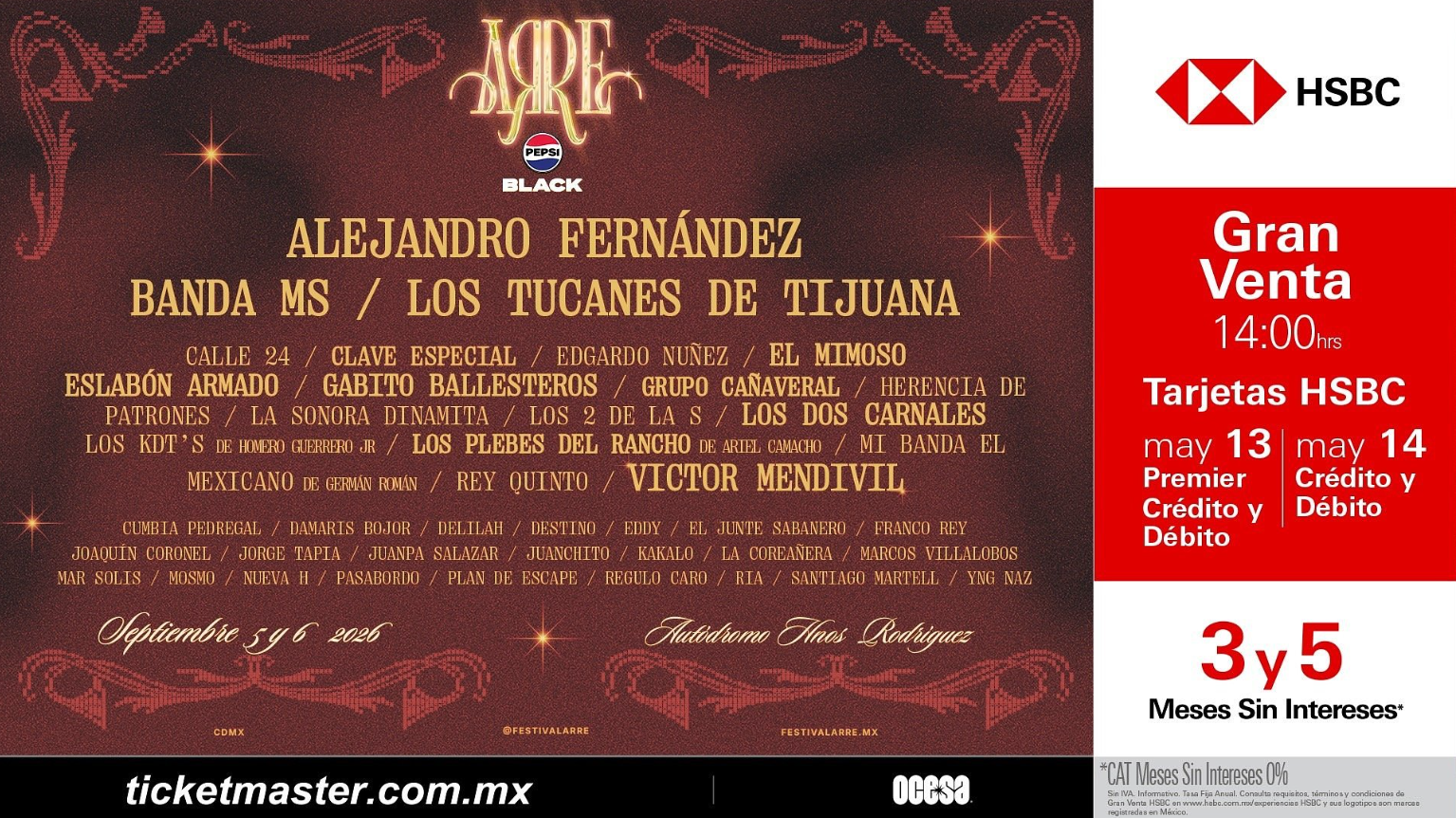 El Cartel del Festival Arre Pepsi Black: Un Lineup que Habla por Sí Solo