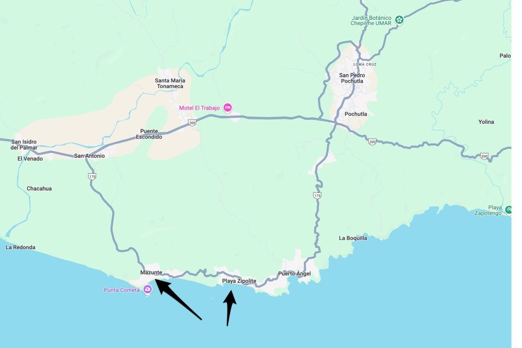 Ubicación de Mazunte y Zipolite